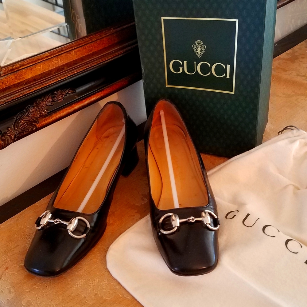 Gucci Classic Horsebit Black Leather Loafers